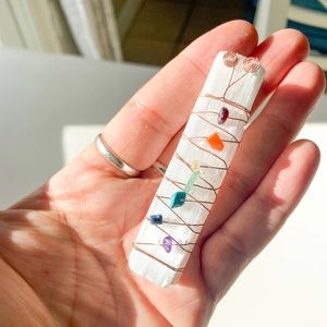 Chakra Selenite Wand, Small